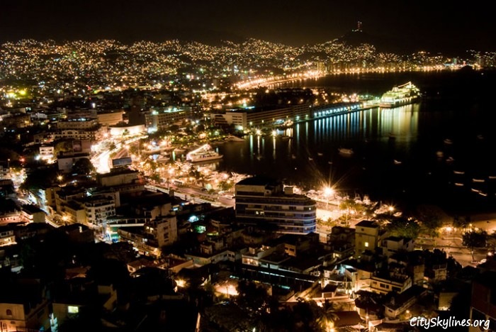 Acapulco City Night Skyline