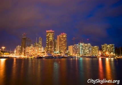 Honolulu Night Skyline, Hawaii