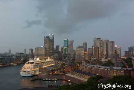 Sydney skyline with cruise ship
