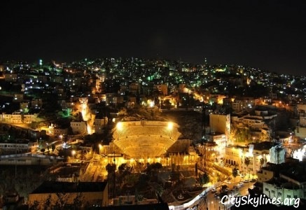 Amman City Skyline At Night, Jordan