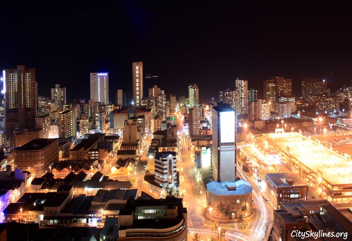 Durban City Lights at Night, South Africa