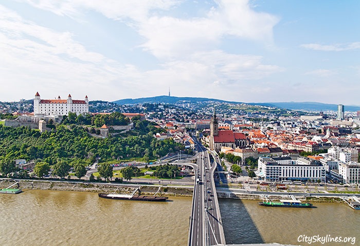 Bratislava City Skyline - Mountain Backdrop