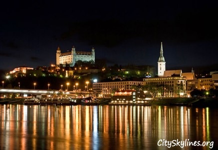 Bratislava City Skyline at Night, Slovakia
