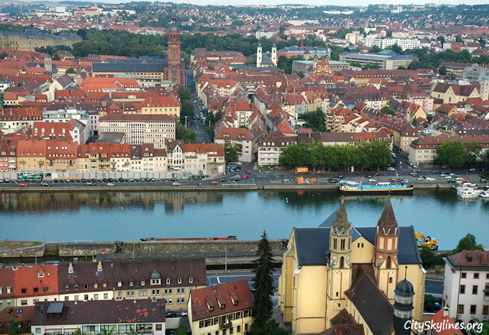Würzburg City Skyline, Germany - Canal View