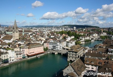 Zurich City Skyline, Switzerland - Canal View
